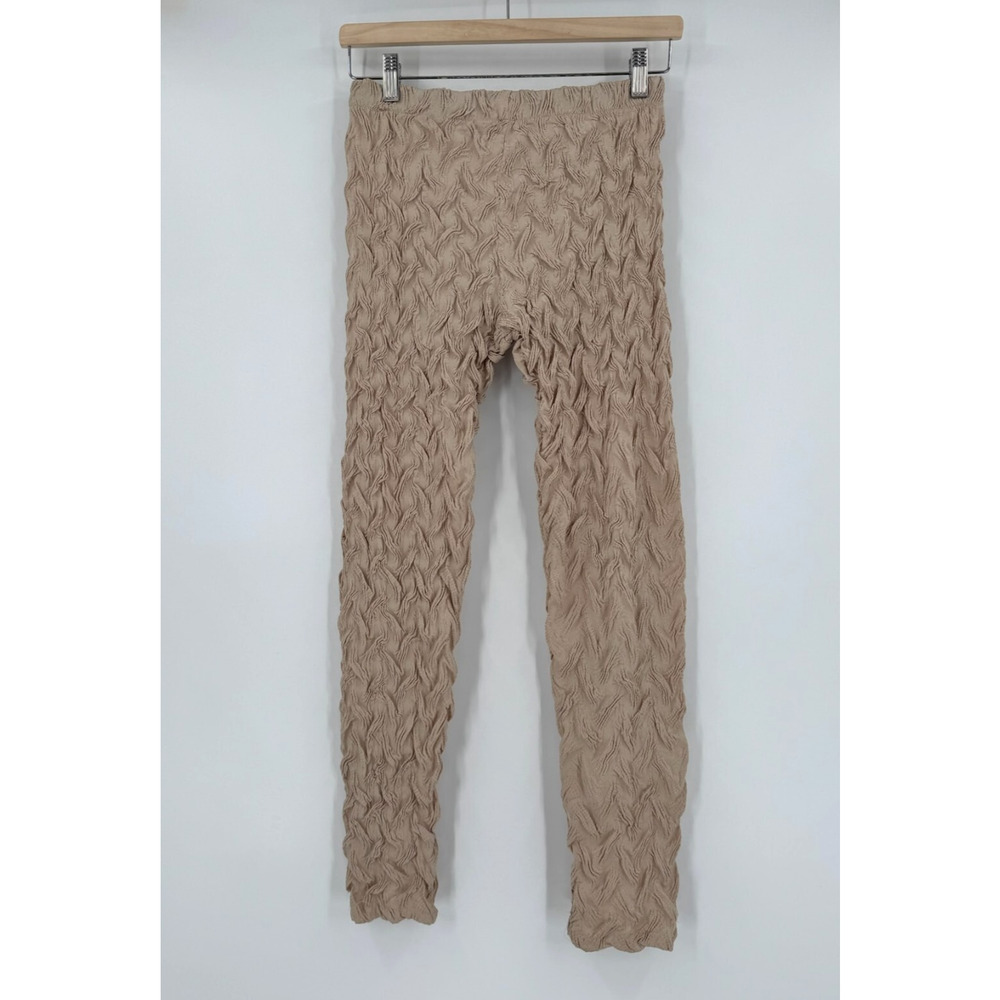 Ann Ferriday Tan Fairy Whimsy Puckered Skinny Leggings Sz L